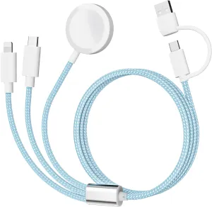 𝐔𝐩𝐠𝐫𝐚𝐝𝐞𝐝 𝐑𝐚𝐩𝐢𝐝 𝐅𝐚𝐬𝐭 Charging USB C Watch Phone Charger 3 in 2 Cable, Compatible with Apple Watch Ultra SE Series 1-8, Universal Travel Multi Devices All in One Cord, 4FT/1.2M-Blue