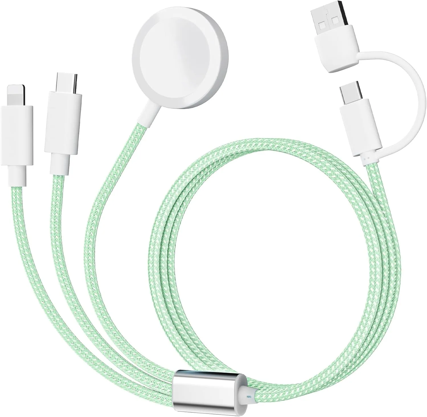 𝐔𝐩𝐠𝐫𝐚𝐝𝐞𝐝 𝐑𝐚𝐩𝐢𝐝 𝐅𝐚𝐬𝐭 Charging USB C Watch Phone Charger 3 in 2 Cable, Compatible with Apple Watch Ultra SE Series 1-9, Universal Travel Multi Devices All in One Cord, 4FT/1.2M-Green