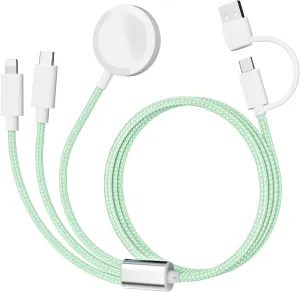 𝐔𝐩𝐠𝐫𝐚𝐝𝐞𝐝 𝐑𝐚𝐩𝐢𝐝 𝐅𝐚𝐬𝐭 Charging USB C Watch Phone Charger 3 in 2 Cable, Compatible with Apple Watch Ultra SE Series 1-9, Universal Travel Multi Devices All in One Cord, 4FT/1.2M-Green