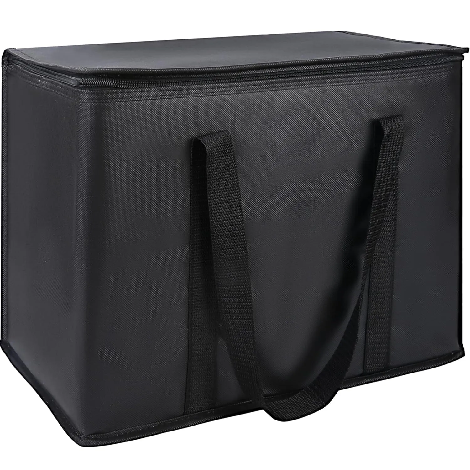 1-Pack Insulated Reusable Grocery Bags, X-Large Insulated Food Delivery Bag for Doordash/Catering/Uber Eats, Commercial Food Warmer for Shopping, Tote Cooler Bags, Black
