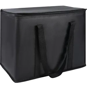 1-Pack Insulated Reusable Grocery Bags, X-Large Insulated Food Delivery Bag for Doordash/Catering/Uber Eats, Commercial Food Warmer for Shopping, Tote Cooler Bags, Black
