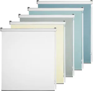 100% Blackout Roller Window Shades, Striped Jacquard Window Blinds with Thermal Insulated, UV Protection Waterproof Fabric, Roll up and Down Shades Home and Office(White - 34" W x 72" H)