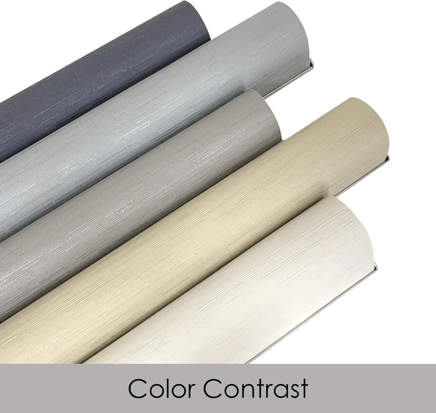 100% Blackout Roller Window Shades, Striped Jacquard Window Blinds with Thermal Insulated, UV Protection Waterproof Fabric, Roll up and Down Shades Home and Office(White - 34" W x 72" H)