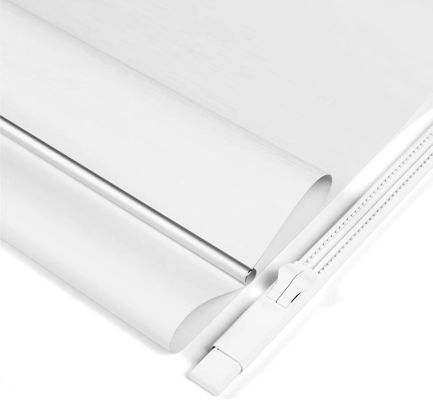 100% Blackout Roller Window Shades, Striped Jacquard Window Blinds with Thermal Insulated, UV Protection Waterproof Fabric, Roll up and Down Shades Home and Office(White - 34" W x 72" H)