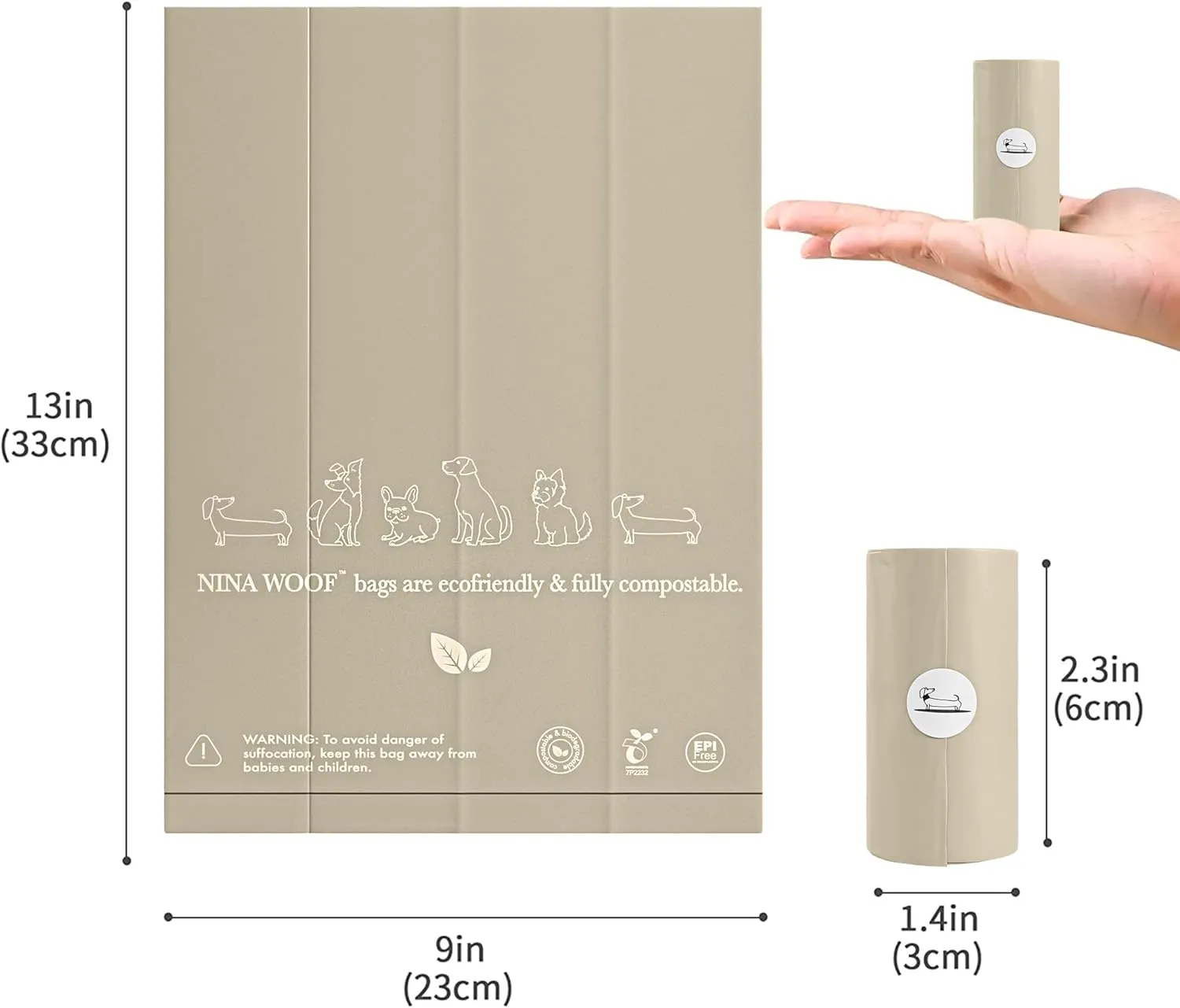 100% Certified Home Compostable and Biodegradable Dog Poop Bags - ASTM D6400 & EN 13432 Compliant Dog Waste Bags – 180 Bags – 12 x Rolls of Plant Based Compostable Poop Bags - Thick Doggie Poop Bags