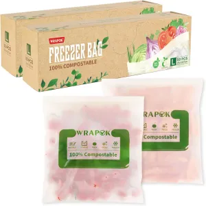 100% Compostable Gallon Bags Biodegradable Storage Freezer Bag for Vegetables, Fruits or Meats, 100 Count