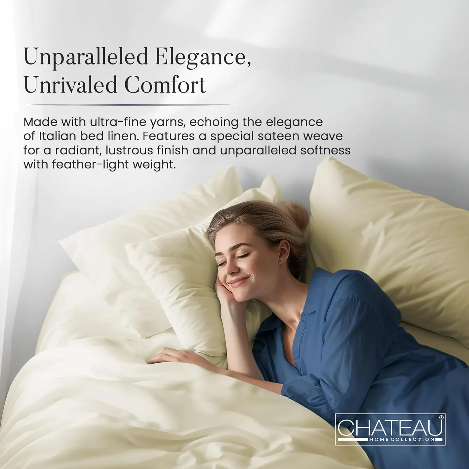 1000 Tc Pillowcases Standard Size Set of 2, 100% Cotton& Sateen Weave, Soft, Breathable Pillowcases Standard for Standard Bed, Pillowcases for Queen Pillows- Ivory