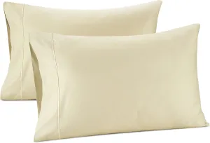 1000 Tc Pillowcases Standard Size Set of 2, 100% Cotton& Sateen Weave, Soft, Breathable Pillowcases Standard for Standard Bed, Pillowcases for Queen Pillows- Ivory