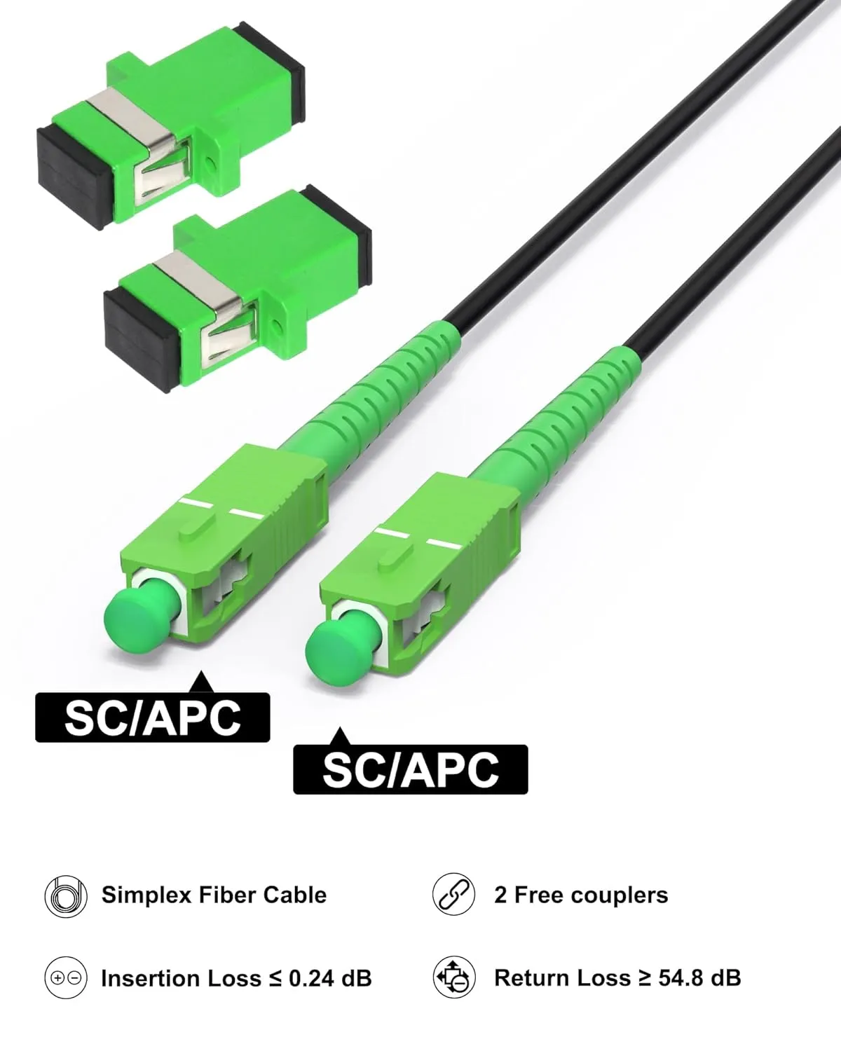100M/328ft SC/APC Fiber Optic Internet Cable Extension, SC/APC to SC/APC Armored Fiber Patch Cable, SC to SC Single Mode OS2 Fiber Jumper Optical Patch Cord SIMPLEX SMF, LSZH Black