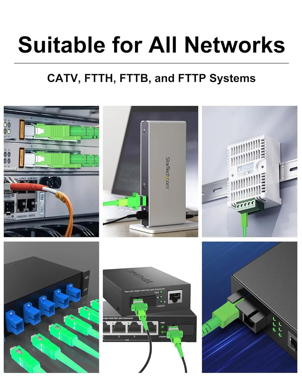 100M/328ft SC/APC Fiber Optic Internet Cable Extension, SC/APC to SC/APC Armored Fiber Patch Cable, SC to SC Single Mode OS2 Fiber Jumper Optical Patch Cord SIMPLEX SMF, LSZH Black