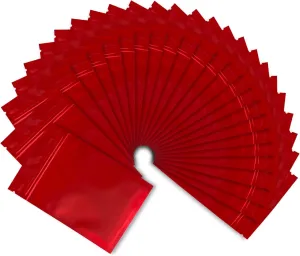 100PCS Resealable Smell Proof Stand Up and Flat Bags Aluminum Foil Pouch Bag 4 x 6 and 6 X 9 Inches Reclosable Mylar Ziplock Bag Food Storage Grip Seal Wrap (Red, 4X6 Inch)
