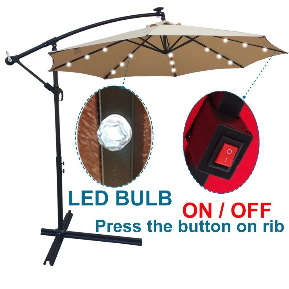 10ft Solar-Powered Patio Umbrella