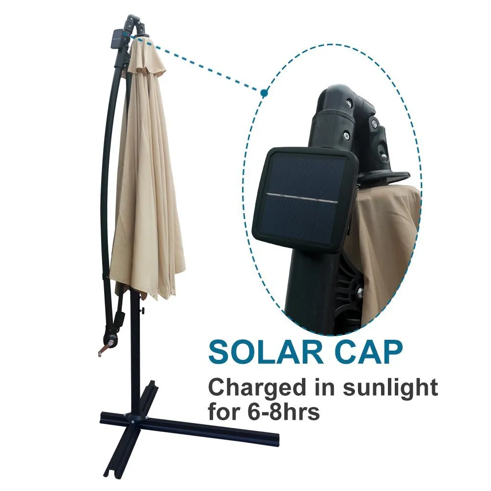 10ft Solar-Powered Patio Umbrella