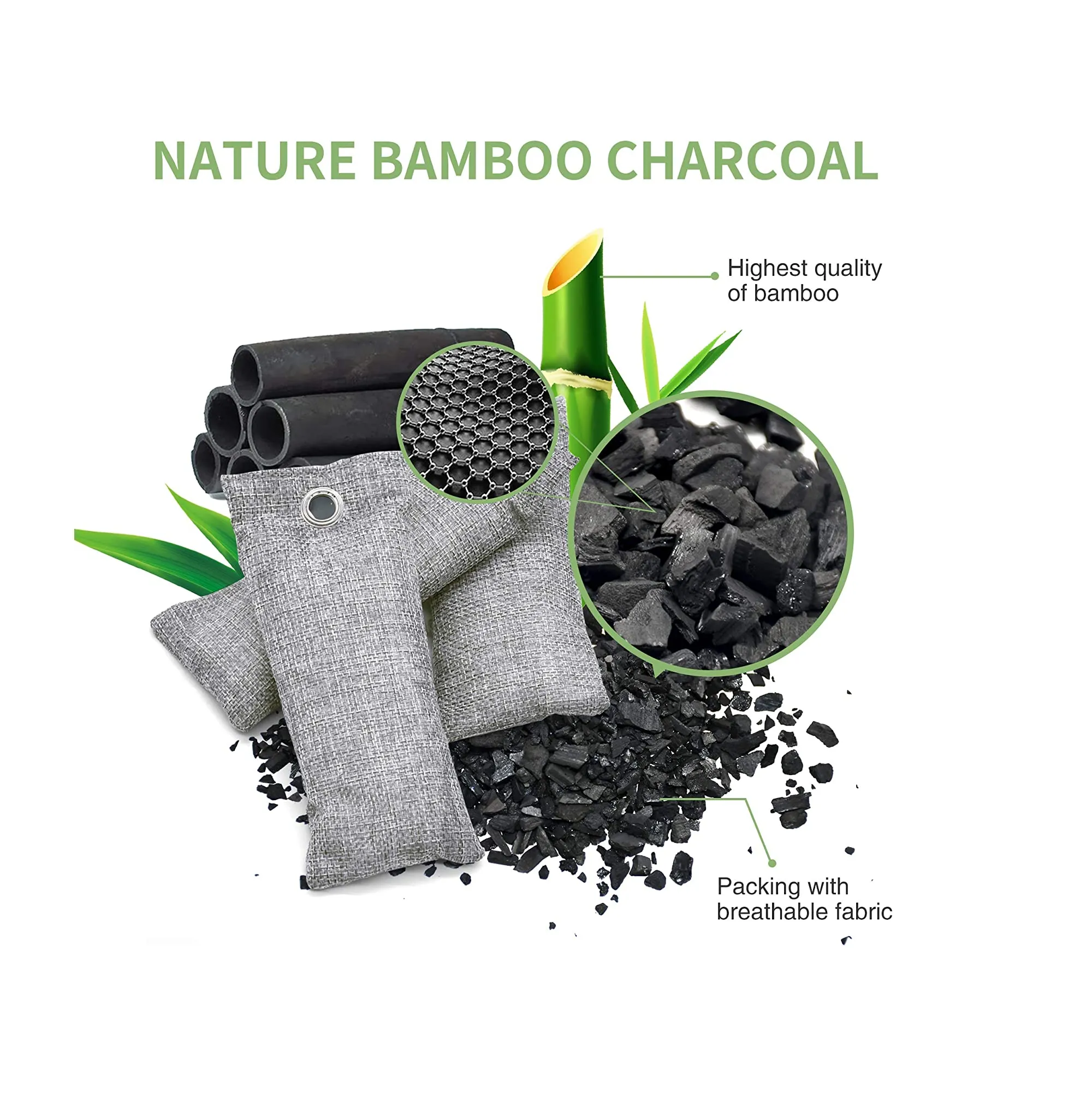 12 Pack Bamboo Charcoal Air Purifying Bag Activated Charcoal Bags Odor Absorber Moisture Absorber Natural Car Air Freshener Shoe Deodorizer