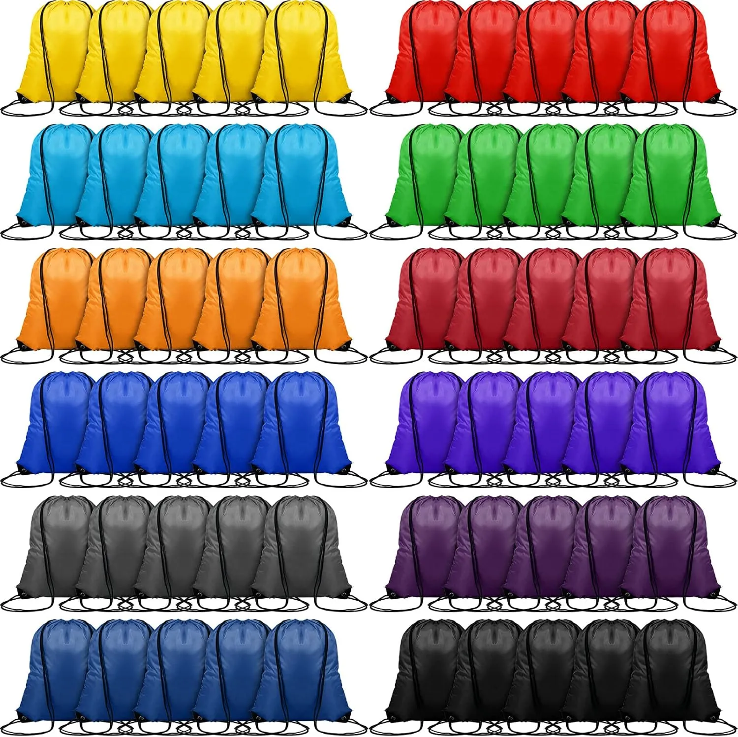 120 Pieces Drawstring Backpack Bulk Polyester Sport Draw String Bag Gym Cinch Bag for Women Men, 12 Colors