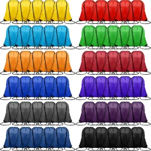 120 Pieces Drawstring Backpack Bulk Polyester Sport Draw String Bag Gym Cinch Bag for Women Men, 12 Colors