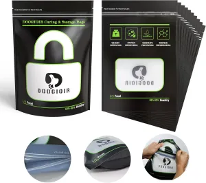 1/4 LB Curing & Storage Bags, Double-Tracked Zip Closure Heat Sealable Upright Cure Bags - Reusable Humidity Control (11.8 x 8.1 in, 10 Pack)