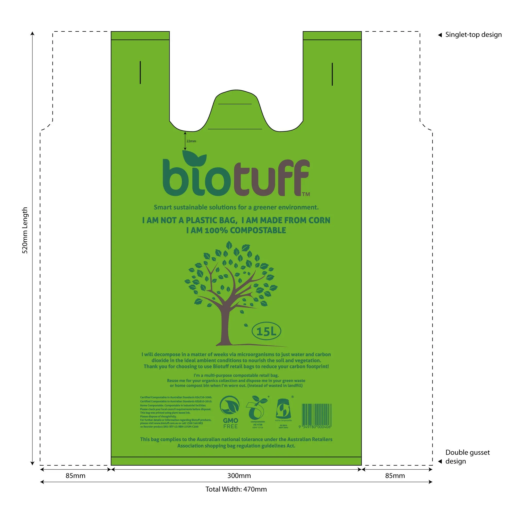 15L Retail/Shopping Bag- Biodegradable