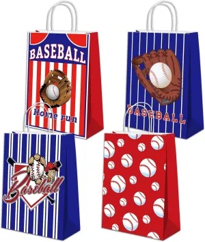 16 PCS Baseball Gift Bags With Handles for Party Decorations - Goodie Treat Snack Candy Favor Bags for Kids Boys Girls