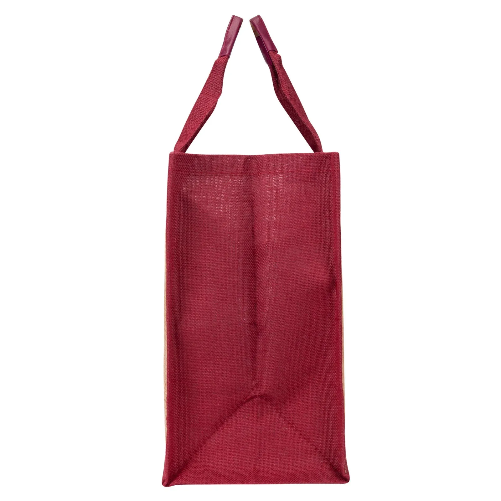 16" x 16" Jumbo Jute Shopping Bag with Zipper and Base (Maroon)