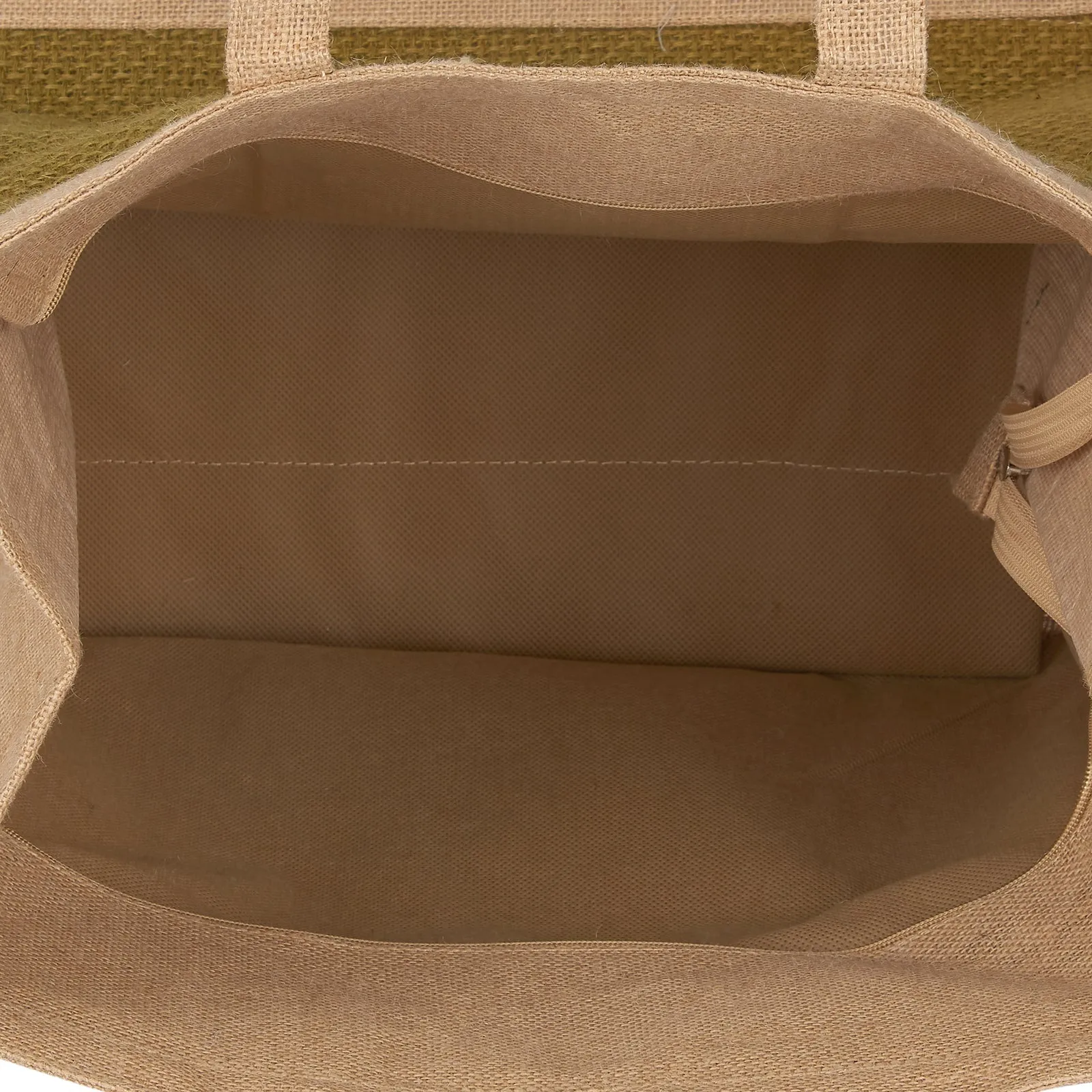 16" x 16" Large Jute Shopping Bag with Zipper and Base (Green)