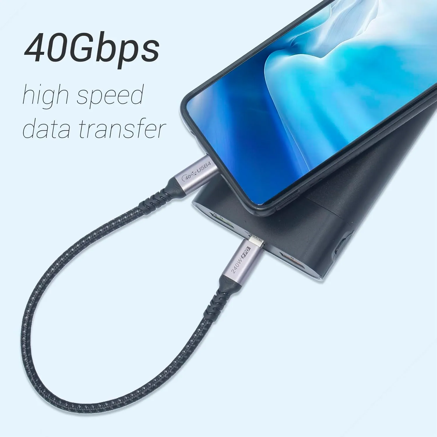 1FT USB 4 Cable 2 Packs, 240W USB C to USB C Cable, 40Gbps High Speed Data Transfer and Single 8K or Dual 4K Display Video Output Compatible with Thunderbolt 4, MacBook Pro, iPhone 15/16 Plus