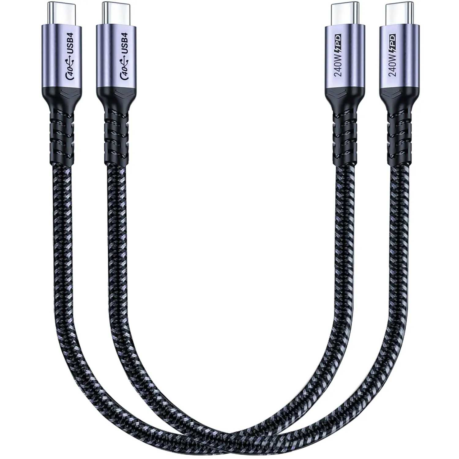 1FT USB 4 Cable 2 Packs, 240W USB C to USB C Cable, 40Gbps High Speed Data Transfer and Single 8K or Dual 4K Display Video Output Compatible with Thunderbolt 4, MacBook Pro, iPhone 15/16 Plus