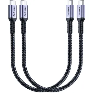 1FT USB 4 Cable 2 Packs, 240W USB C to USB C Cable, 40Gbps High Speed Data Transfer and Single 8K or Dual 4K Display Video Output Compatible with Thunderbolt 4, MacBook Pro, iPhone 15/16 Plus