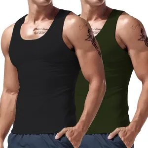 2-4Pc Ekko Beaters, Men's Tank Tops, Cotton Spandex Blend Tanks for Men, Comfortable, Compression Shirt Beaters for Men