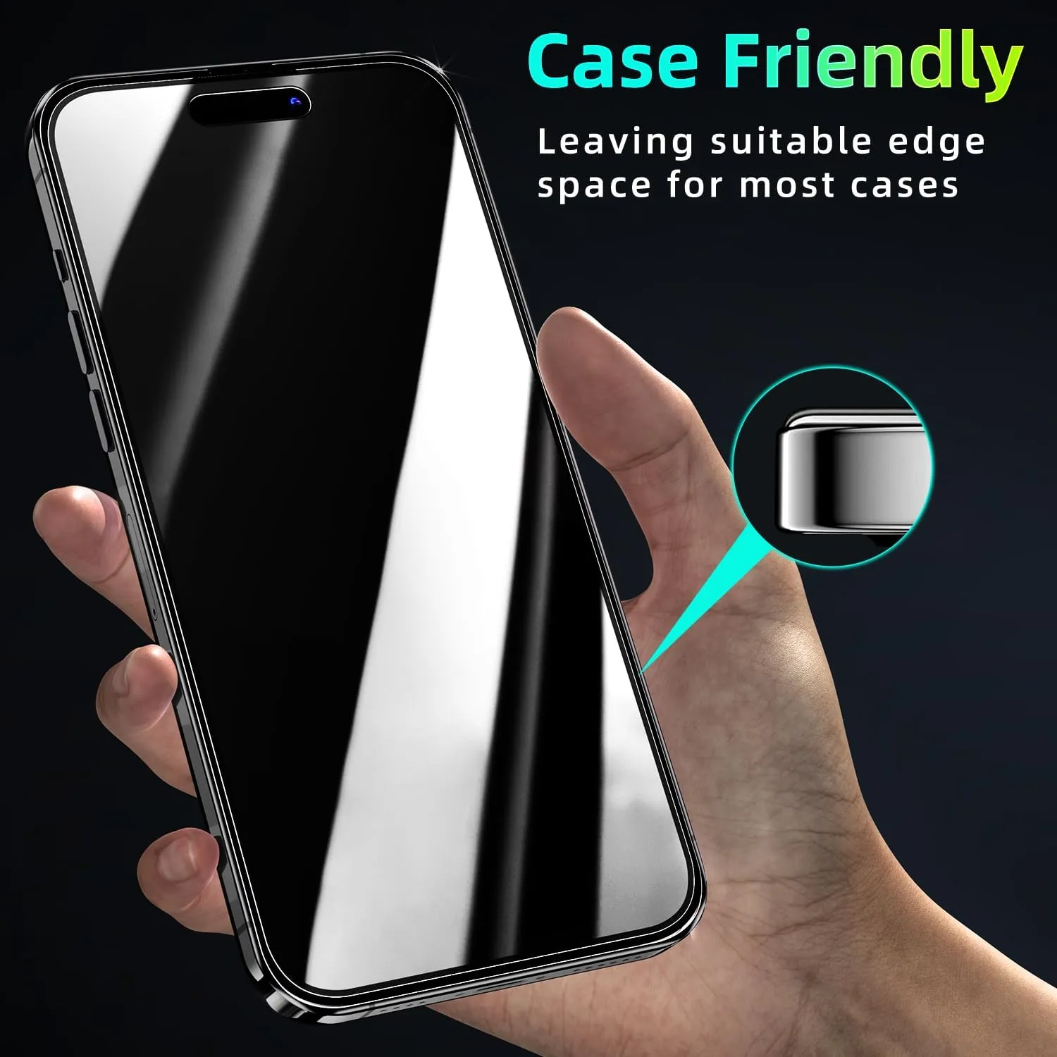 2 Pack 360 Degree Privacy Tempered Glass for iPhone 16 Pro Max, Anti-Spy 4 Directions Screen Protector Film, 4 Sides Anti-Peeping 6.9 inch