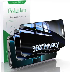2 Pack 360 Degree Privacy Tempered Glass for iPhone 16 Pro Max, Anti-Spy 4 Directions Screen Protector Film, 4 Sides Anti-Peeping 6.9 inch