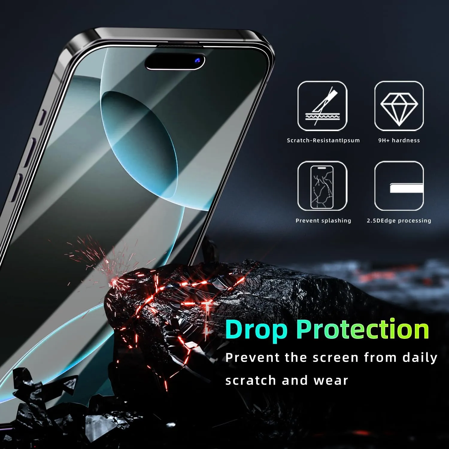 2 Pack 360 Degree Privacy Tempered Glass for iPhone 16 Pro Max, Anti-Spy 4 Directions Screen Protector Film, 4 Sides Anti-Peeping 6.9 inch