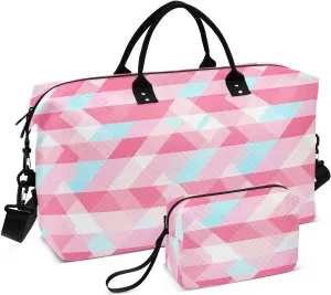 2-Piece Travel Organizer Set - Wave Quilted Expandable Duffel Bag with Detachable Toiletry Pouch, TSA-Compliant Carry-On for Gym/Camping/Airplane, Chevron Pattern (3)