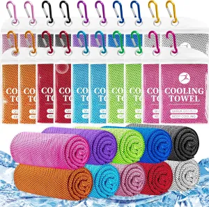 20 Pack Cooling Towels - 40" x 12" Cooling Towels Bulk for Neck and Face in 10 Colors for Men and Women Cooling Sweat Towel for Hot Weather Workout, Running, Travel Cooling Accessories