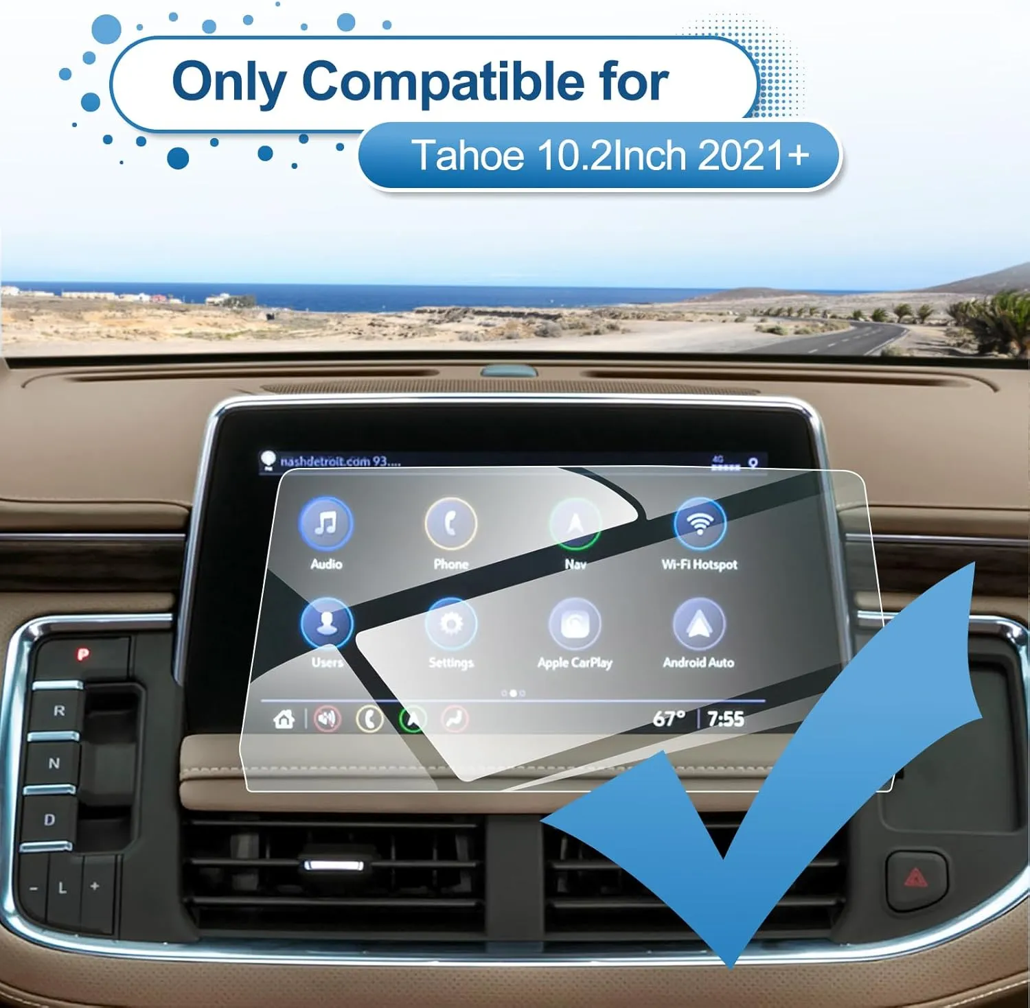 2021 2022 2023 2024 Tahoe Screen Protector for Chevrolet Tahoe (LT/RST/Z71/Premier/High Country) 10.2-inch Touch Screen, 9H Tempered Glass 2024 Chevy Tahoe Accessories HD Transparent 10.2"