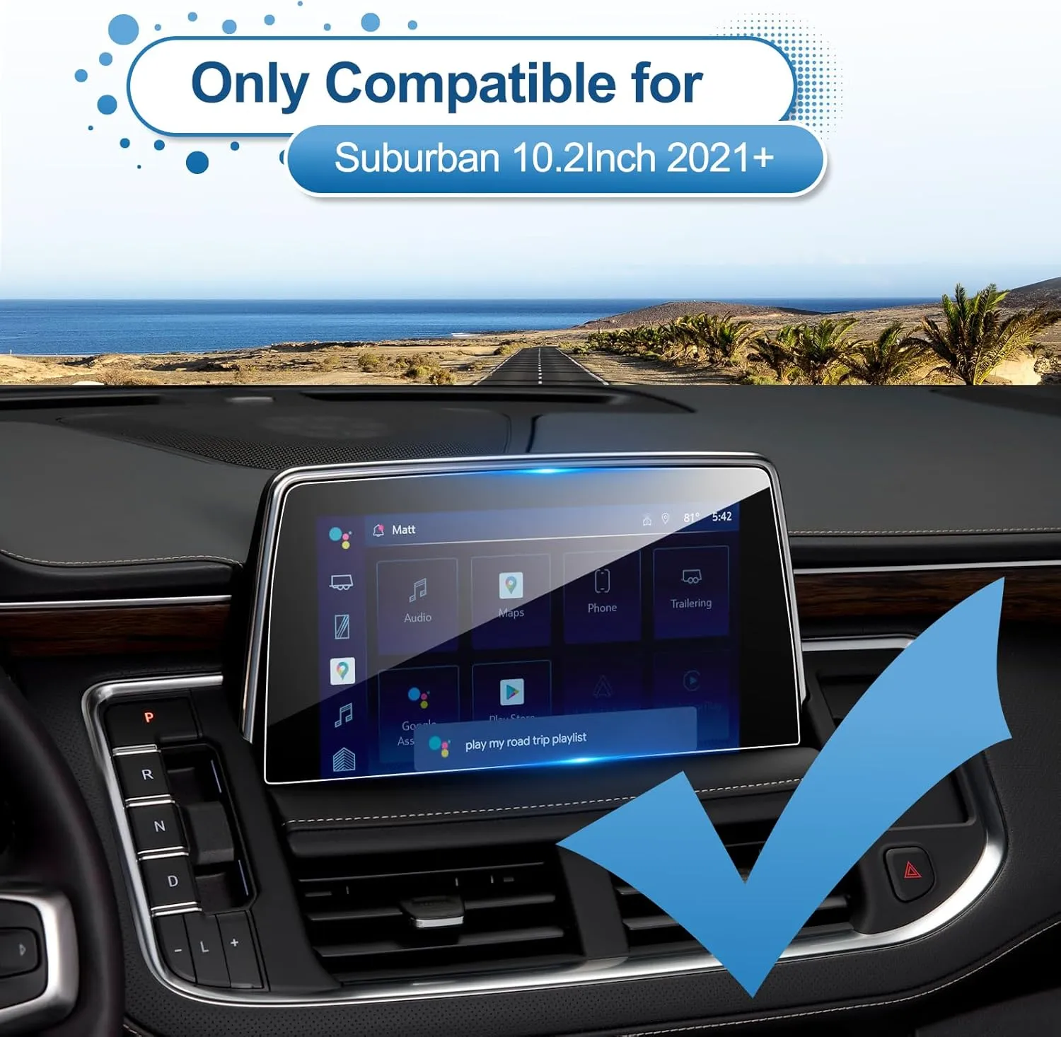 2021-2024 Suburban Screen Protector for Chevy Suburban (LT/Z71/RST/Premier/High Country) 10.2-inch Touch Screen, 9H Tempered Glass