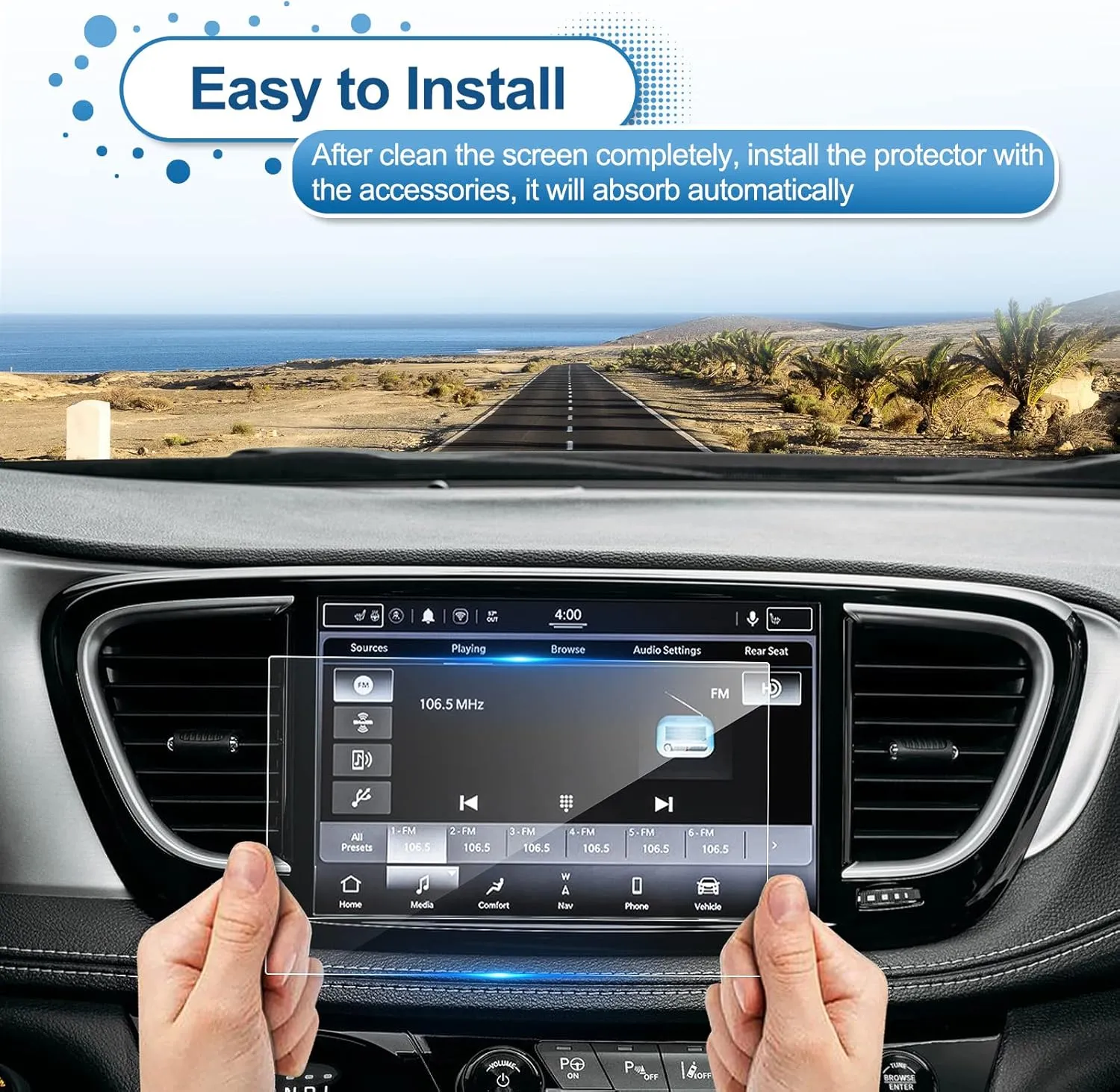 2021-2025 Pacifica Screen Protector for Chrysler Pacifica (Touring/Touring L/Limited/Pinnacle/Select) 10.1-in Touchscreen, 9H Tempered Glass 2023 2024 2025 Pacifica Hybrid Accessories 10.1"