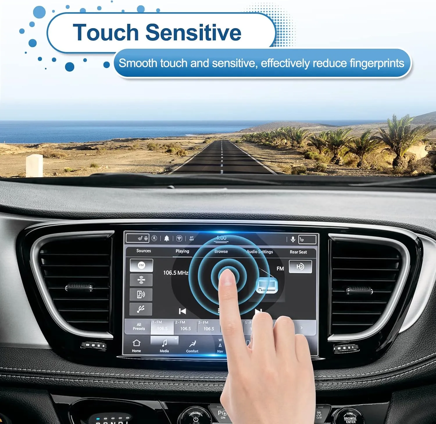 2021-2025 Pacifica Screen Protector for Chrysler Pacifica (Touring/Touring L/Limited/Pinnacle/Select) 10.1-in Touchscreen, 9H Tempered Glass 2023 2024 2025 Pacifica Hybrid Accessories 10.1"