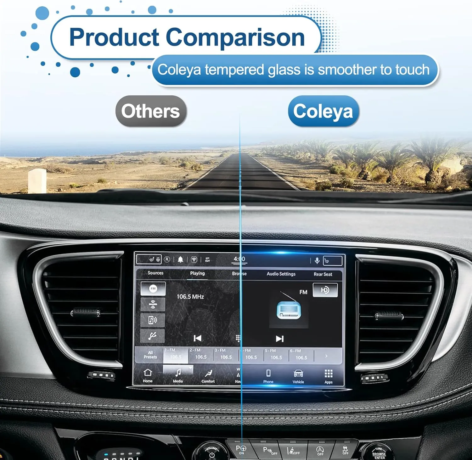 2021-2025 Pacifica Screen Protector for Chrysler Pacifica (Touring/Touring L/Limited/Pinnacle/Select) 10.1-in Touchscreen, 9H Tempered Glass 2023 2024 2025 Pacifica Hybrid Accessories 10.1"