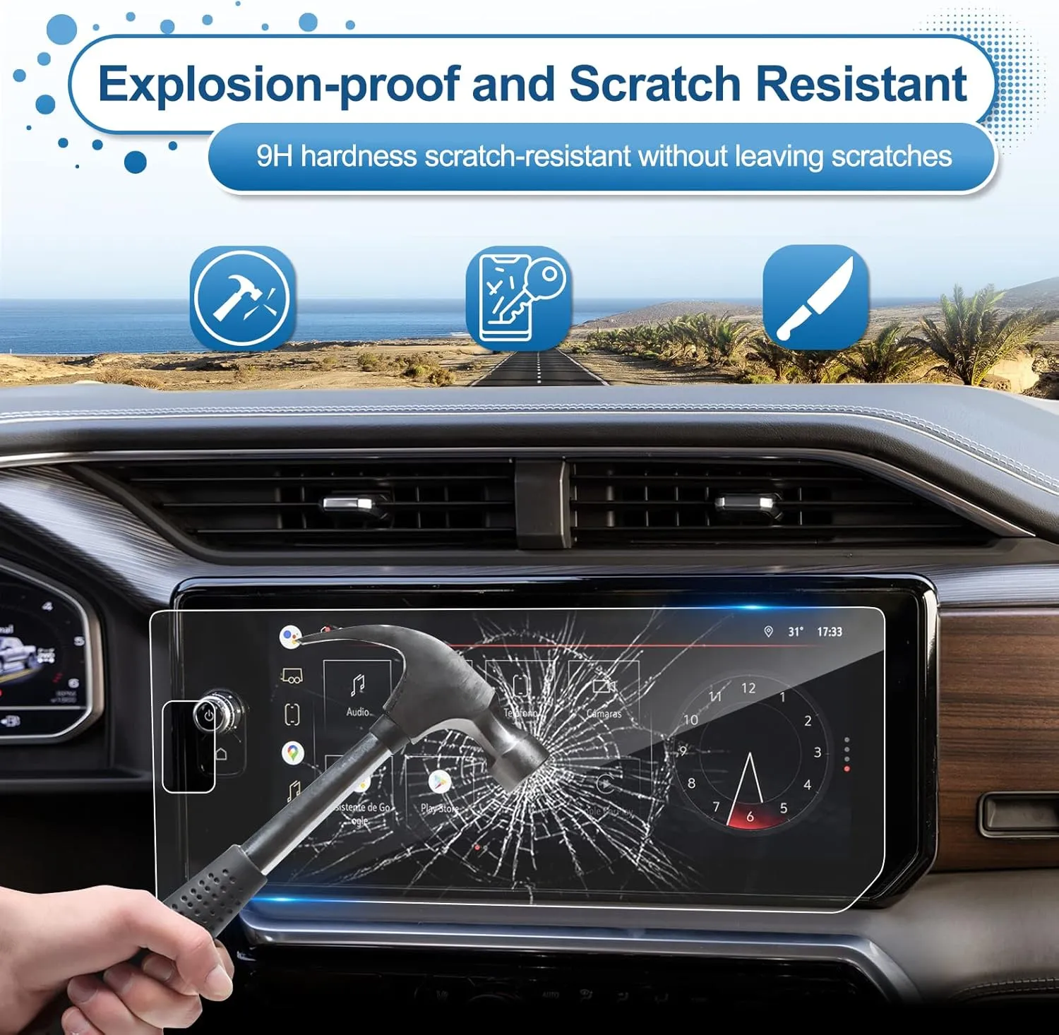 2022 2023 2024 2025 Sierra 1500 Screen Protector for GMC Sierra 1500 (AT4/AT4X/Denali/Denali Ultimate) 13.4-inch Touch Screen, 9H Tempered Glass 2025 Sierra 1500/2500HD/3500HD Accessories 13.4"