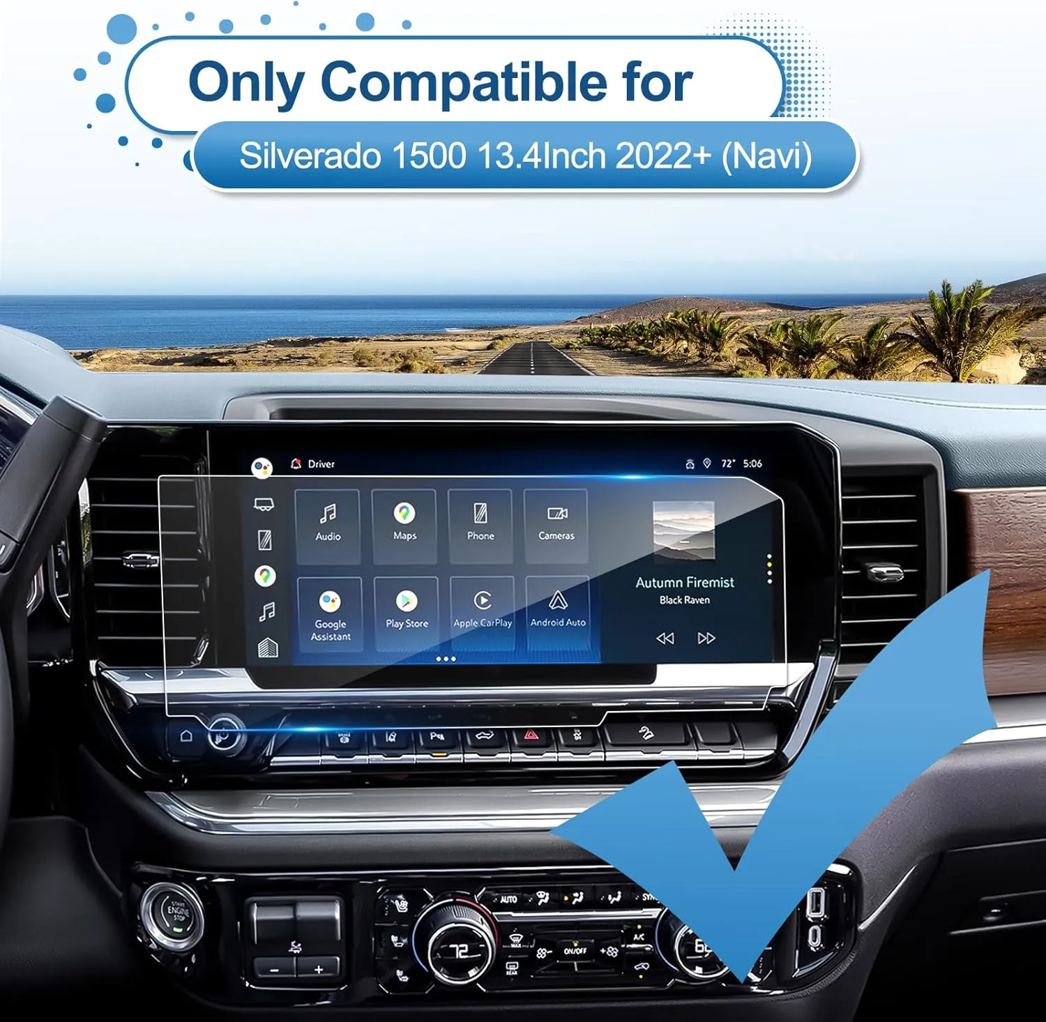 2022 2023 2024 2025 Silverado 1500/2500HD/3500HD Screen Protector for Chevy Silverado (LT/RST/ZR2/LTZ/LT Trail Boss/High Country),9H Tempered Glass 2024 2025 Chevy Silverado Accessories 13.4"