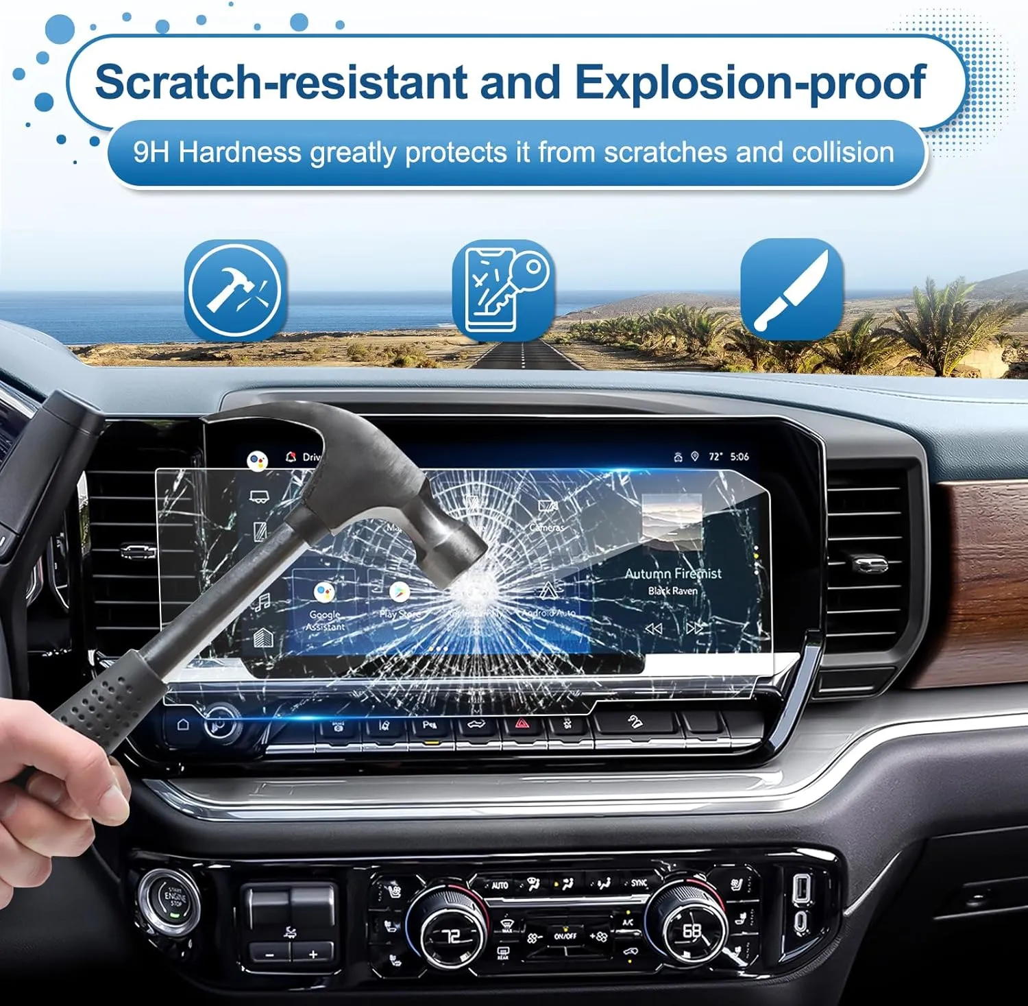 2022 2023 2024 2025 Silverado 1500/2500HD/3500HD Screen Protector for Chevy Silverado (LT/RST/ZR2/LTZ/LT Trail Boss/High Country),9H Tempered Glass 2024 2025 Chevy Silverado Accessories 13.4"