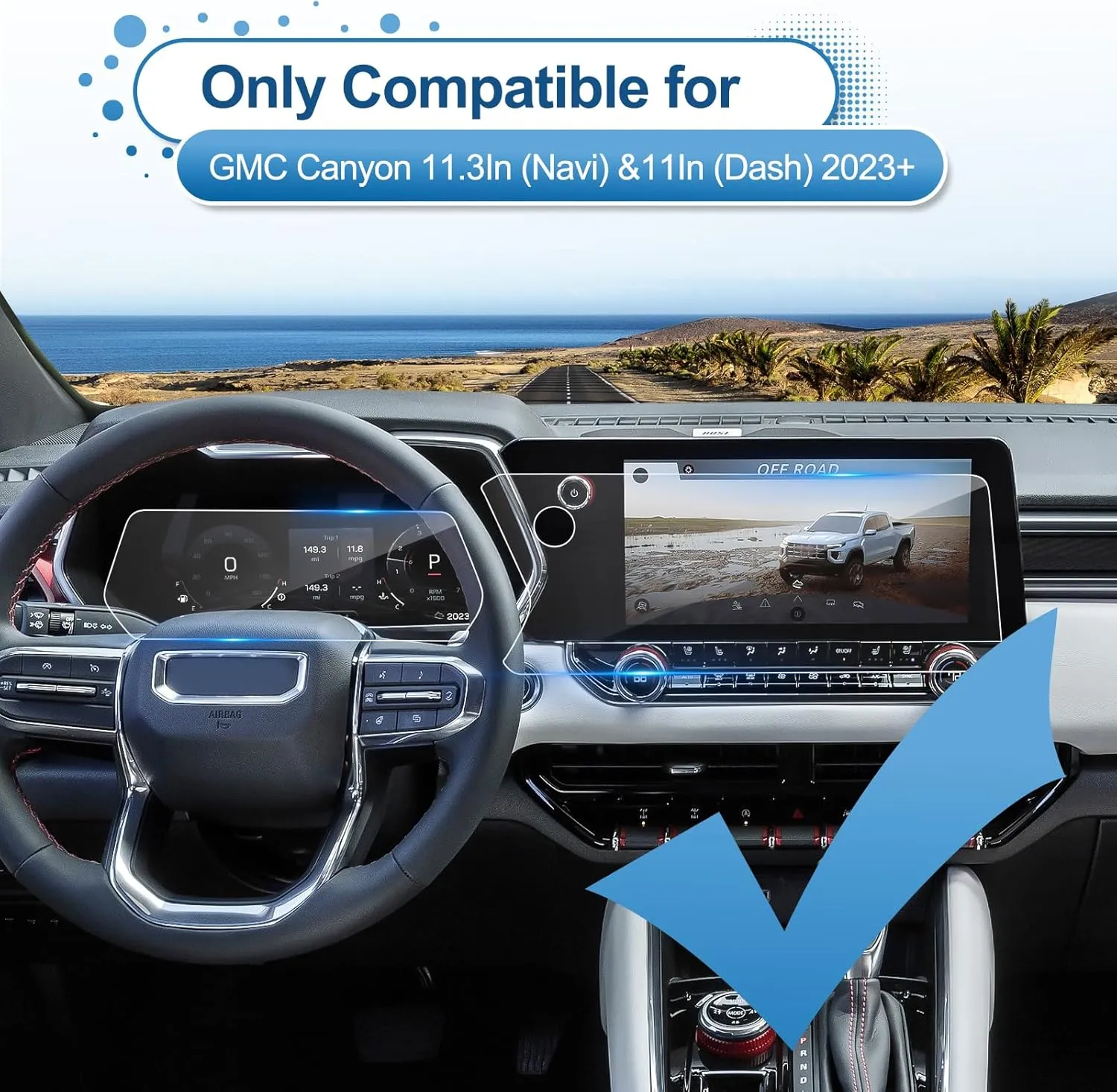2023 2024 2025 Canyon Screen Protector for GMC Canyon (11.3Inch Navi 11Inch Dash), 2025 Canyon Elevation/AT4/Denali/AT4X, 9H Tempered Glass 2025 Canyon Accessories HD Transparent 11.3"