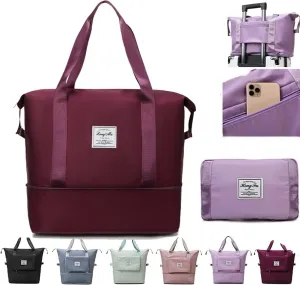 2024 Fitness Pack, Upgrade Large Capacity Folding Travel Bag, Double-layer Wet Separation Travelling Multifunctional Shoulder Bag, Lightweight Foldable Travel Duffel Bag (Fuchsia)