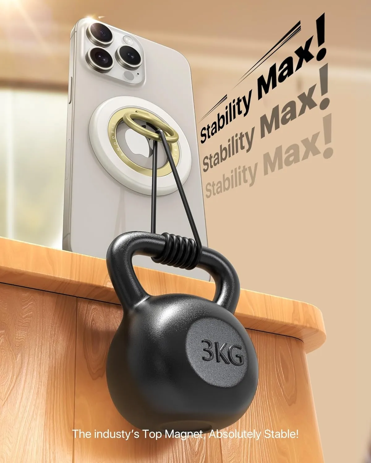 2025 [Sability Max] Magnetic Phone Grip [Rotate Ring & Ultra-Strong Dual-Sided Magnet] iPhone Ring Holder Compatible with MagSafe iPhone 16 Pro Max 15 14 13 12 Samsung S25 etc, Gym Accessories, White