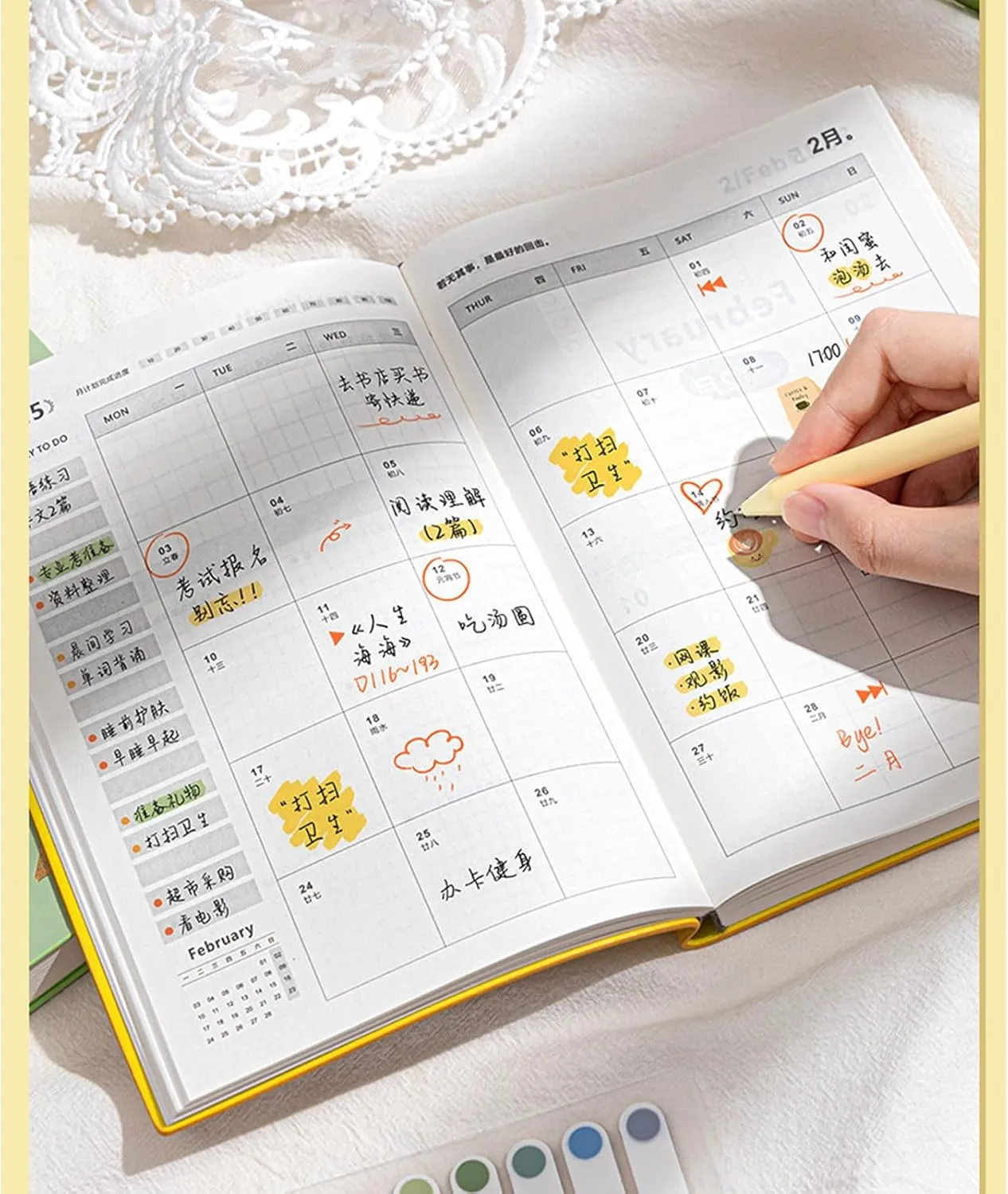 2025 Schedule Planner Notebook Journaling Notebooks Daily/Weekly/Monthly Planner For Home Office School