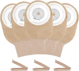 20PCS Colostomy Bags, Max Cut 60mm Ostomy Supplies, One-Piece Drainable Colostomy Bags with Clamp Closure for Ileostomy Stoma Care