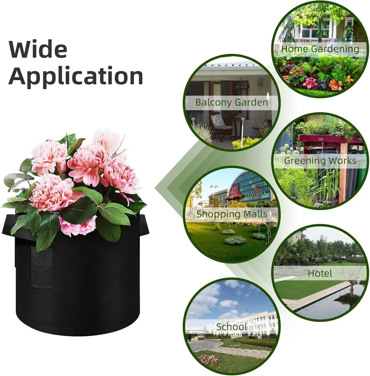 24 Pack 7 Gallon Plant Grow Bags, Thickened Nonwoven Fabric Pots with Handles, Vegetable Planter Bags Containers, Cloth Planters for Garden Vegetable/Flower/Plant/Fruits Outdoor (Black)