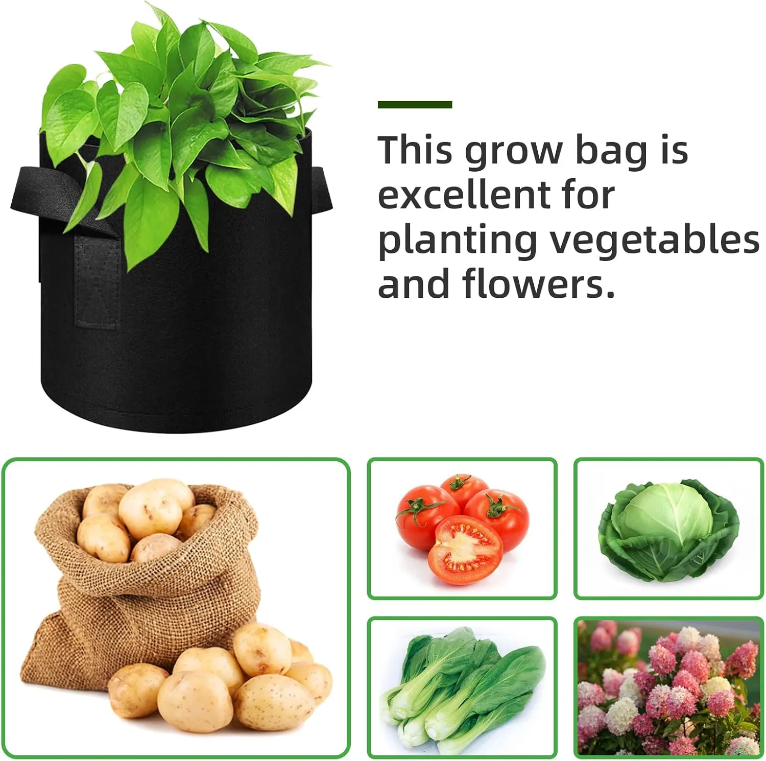 24 Pack 7 Gallon Plant Grow Bags, Thickened Nonwoven Fabric Pots with Handles, Vegetable Planter Bags Containers, Cloth Planters for Garden Vegetable/Flower/Plant/Fruits Outdoor (Black)