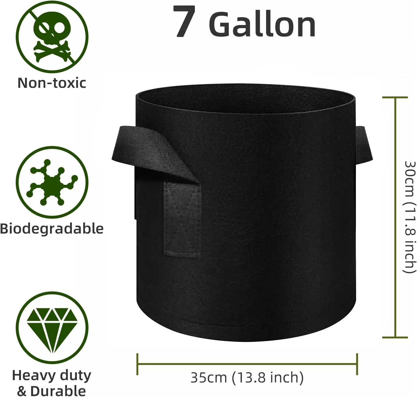 24 Pack 7 Gallon Plant Grow Bags, Thickened Nonwoven Fabric Pots with Handles, Vegetable Planter Bags Containers, Cloth Planters for Garden Vegetable/Flower/Plant/Fruits Outdoor (Black)